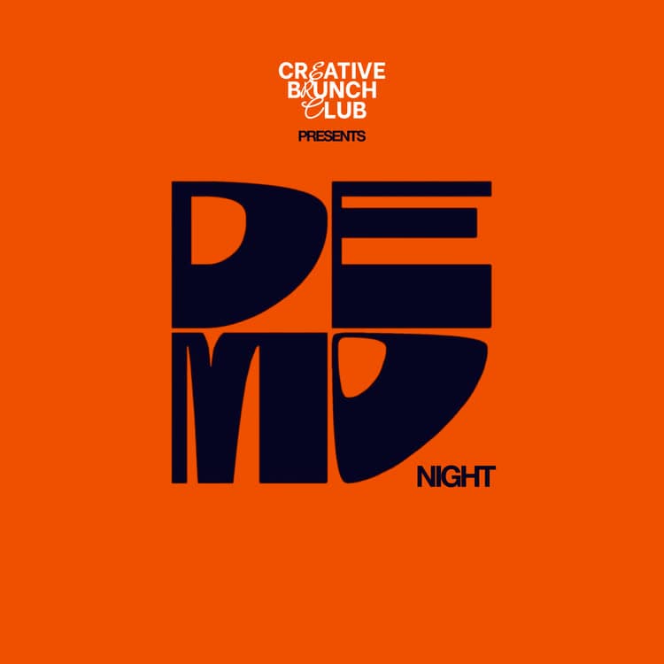 Bold orange poster for Demo Night